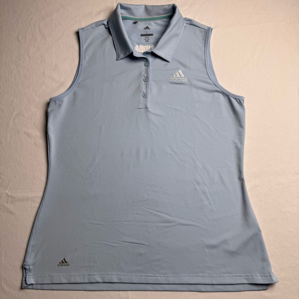 Adidas Women's Large Sky Blue Sleeveless Polo Tank